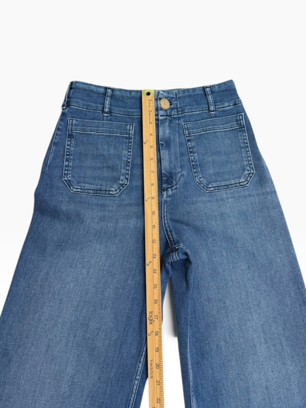 Maeve Anthropologie Colette Crop High Rise Wide Leg Jeans Medium Wash Size 29 - Picture 9 of 11